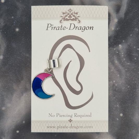 Pink/Blue Crescent Moon Non-Pierced Ear Cuff (EC9577)