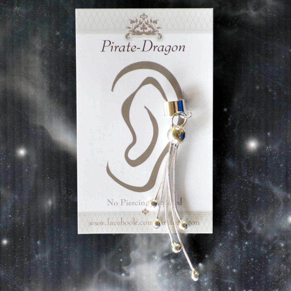 Silver Ball Drop Non-Pierced Ear Cuff (EC9607)