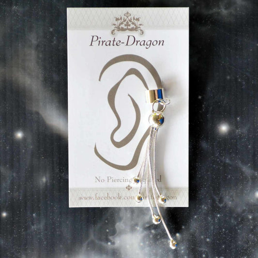 Silver Ball Drop Non-Pierced Ear Cuff (EC9607)
