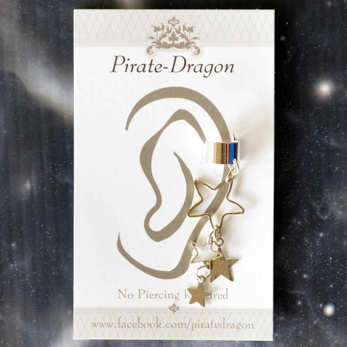 Silver Stars Non-Pierced Ear Cuff (EC9615)