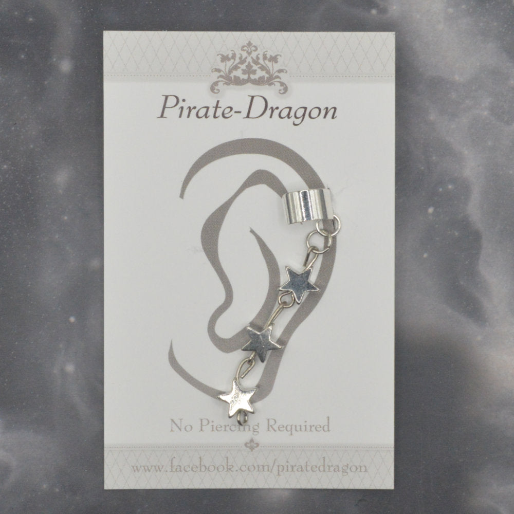 Silver Star Drop Non-Pierced Ear Cuff (EC9648)
