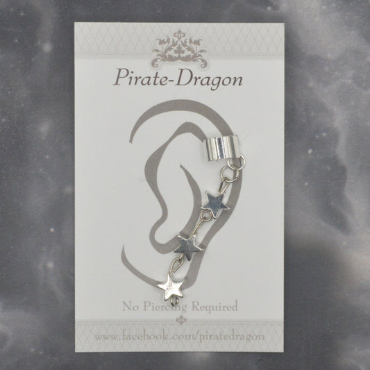 Silver Star Drop Non-Pierced Ear Cuff (EC9648)