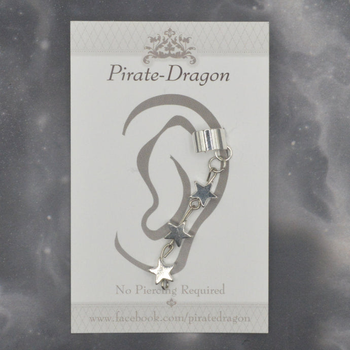 Silver Star Drop Non-Pierced Ear Cuff (EC9648)