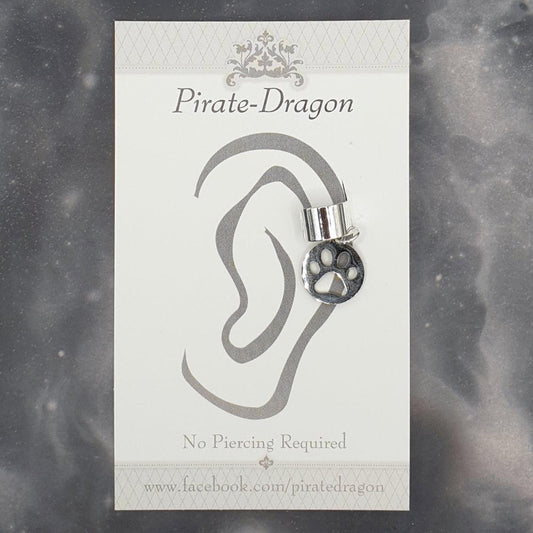 Silver Pawprint Non-Pierced Ear Cuff (EC9682)