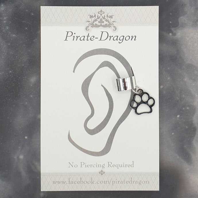 Silver Pawprint Non-Pierced Ear Cuff (EC9684)