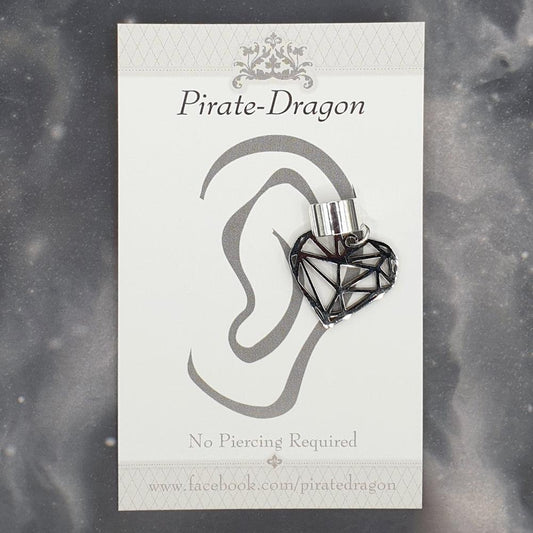 Silver Geometric Heart Non-Pierced Ear Cuff (EC9685)