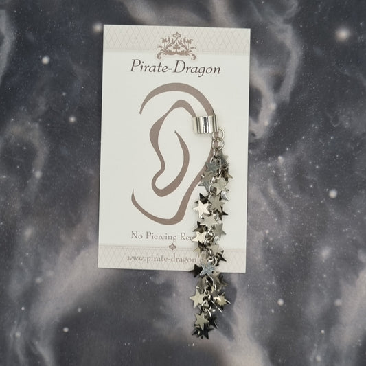 Silver Stars Drop Non-Pierced Ear Cuff (EC9701)
