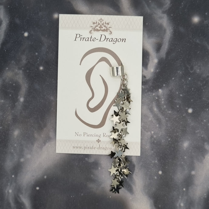 Silver Stars Drop Non-Pierced Ear Cuff (EC9701)