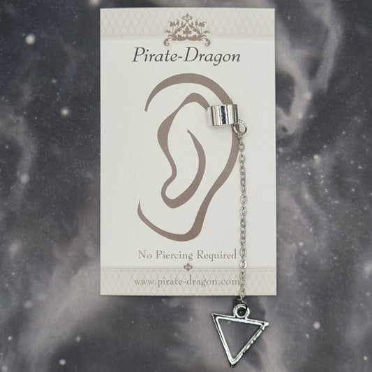 Silver Triangle Chain Drop Non-Pierced Ear Cuff (EC9704)