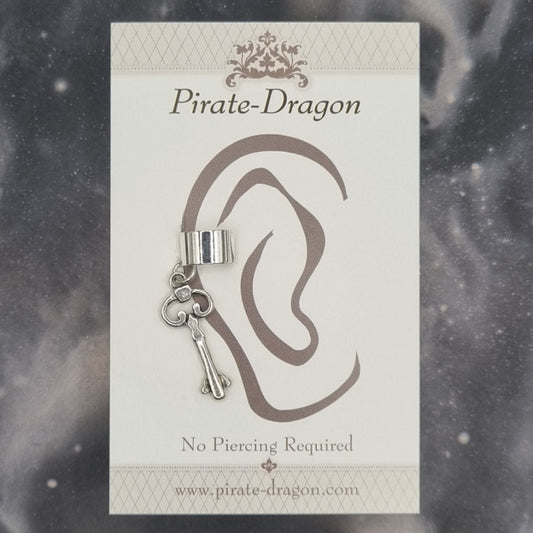 Small Silver Key Non-Pierced Ear Cuff (EC9718)