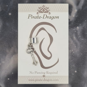 Small Silver Key Non-Pierced Ear Cuff (EC9718)