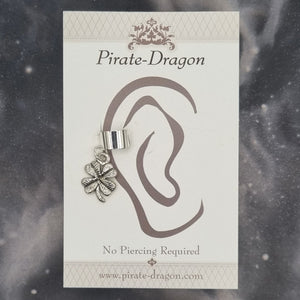 Silver Four Leaf Clover/ Shamrock Non-Pierced Ear Cuff (EC9721)