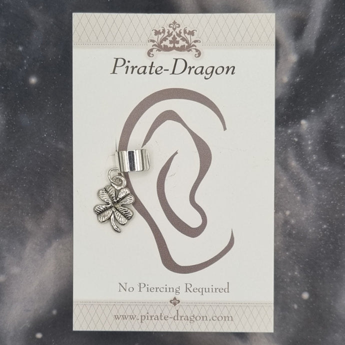 Silver Four Leaf Clover/ Shamrock Non-Pierced Ear Cuff (EC9721)