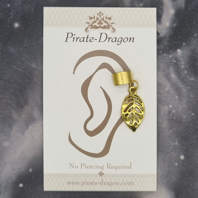 Gold Leaf Silhouette Non-Pierced Ear Cuff (EC9728)