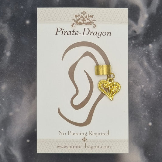 Gold Filigree Heart Non-Pierced Ear Cuff (EC9731)