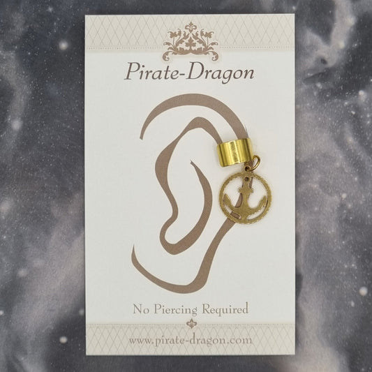 Gold Anchor Silhouette Non-Pierced Ear Cuff (EC9748)