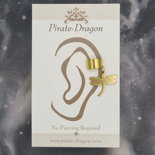 Gold Dragonfly Silhouette Non-Pierced Ear Cuff (EC9750)