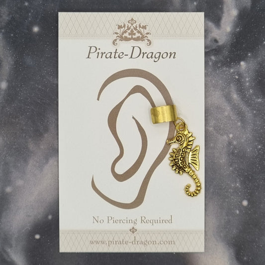 Gold Seahorse Non-Pierced Ear Cuff (EC9766)
