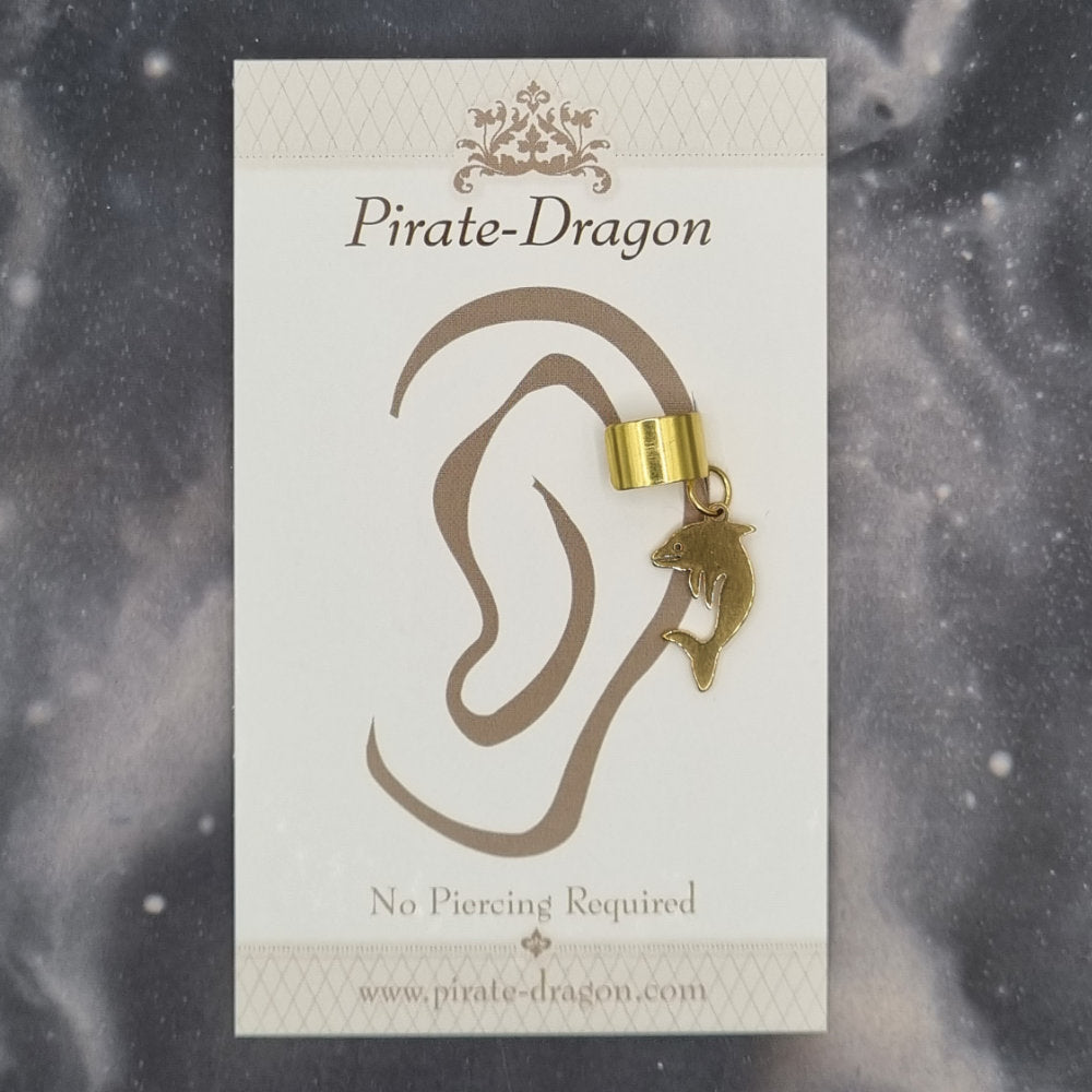 Gold Dolphin Silhouette Non-Pierced Ear Cuff (EC9768)