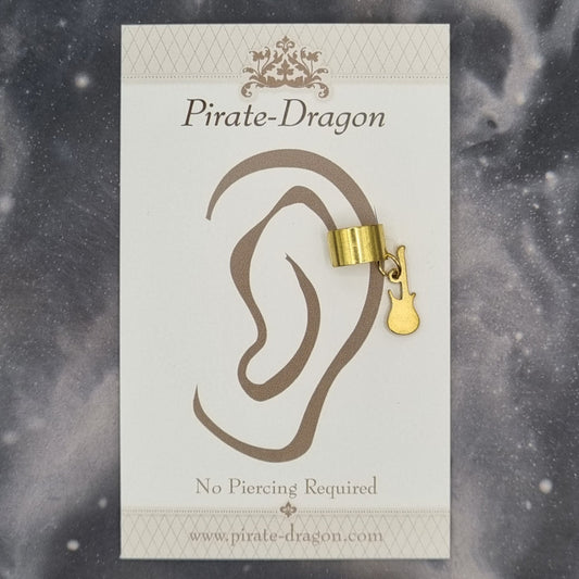 Gold Guitar Silhouette Non-Pierced Ear Cuff (EC9769)