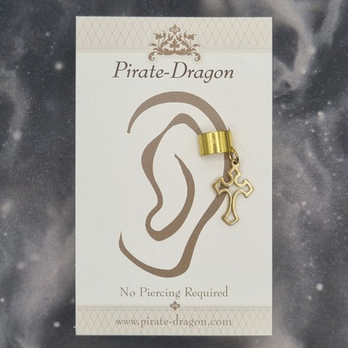Gold Cross Silhouette Non-Pierced Ear Cuff (EC9783)