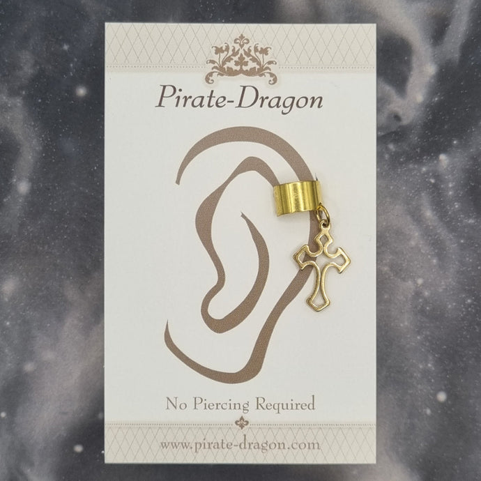 Gold Cross Silhouette Non-Pierced Ear Cuff (EC9783)