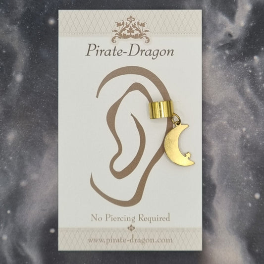 Gold Crescent Moon Silhouette Non-Pierced Ear Cuff (EC9784)