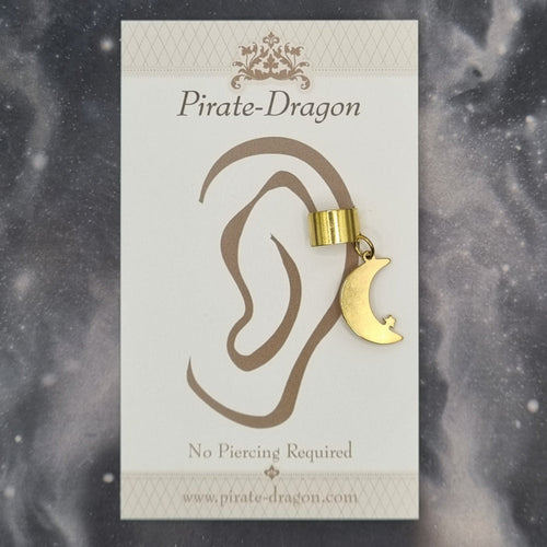 Gold Crescent Moon Silhouette Non-Pierced Ear Cuff (EC9784)