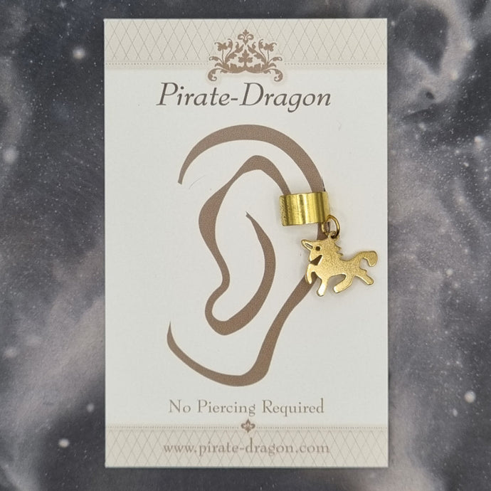 Gold Unicorn Silhoutte Non-Pierced Ear Cuff (EC9804)