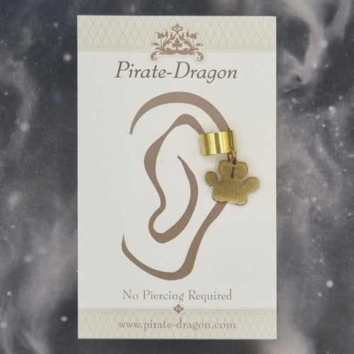 Gold Paw Print Silhouette Non-Pierced Ear Cuff (EC9805)