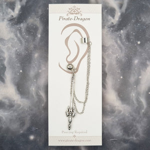 Silver Weapon with Silver Chains Pierced Earcuff (EC99024)