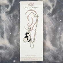 Load image into Gallery viewer, Black and White Cat with Silver Chains Pierced Earcuff (EC99104)