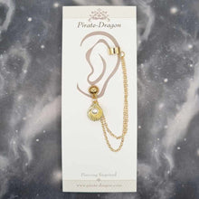 Load image into Gallery viewer, Gold Shell with Pearl with Gold Chains Pierced Earcuff (EC99133)