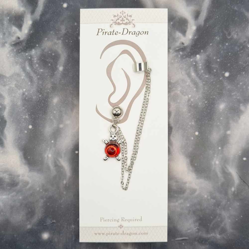 Turtle/Tortoise with Silver Chains Pierced Earcuff (EC99195)