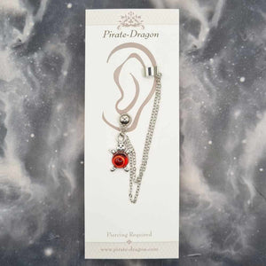 Red Turtle/Tortoise with Silver Chains Pierced Earcuff (EC99195)