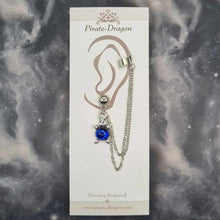 Load image into Gallery viewer, Blue Turtle/Tortoise with Silver Chains Pierced Earcuff (EC99195)