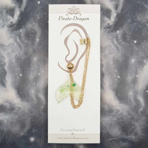 Green Mermaid Tail with Gold Chains Pierced Earcuff (EC99200)