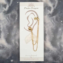 Load image into Gallery viewer, White/Silver Mermaid Tail with Gold Chains Pierced Earcuff (EC99200)