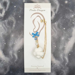 Blue Bow & Cloud with Gold Chains Pierced Earcuff (EC99457)