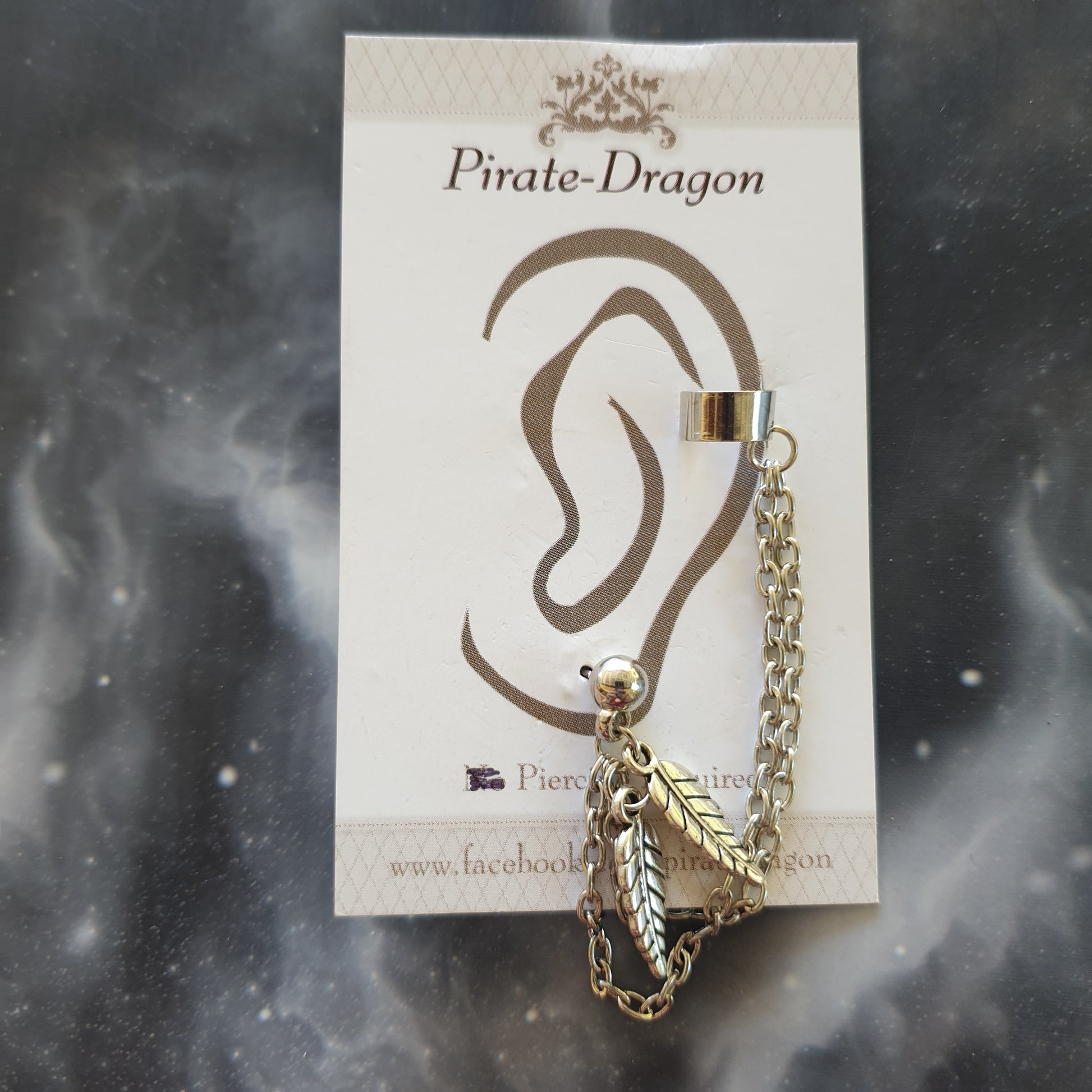 Silver Leaves with Chains Pierced Earcuff (EC99920)