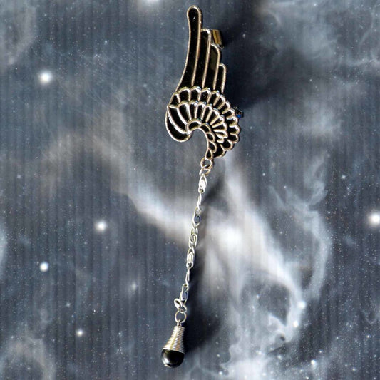 Black Wing with Drop Non-Pierced Ear Cuff (ECL004)