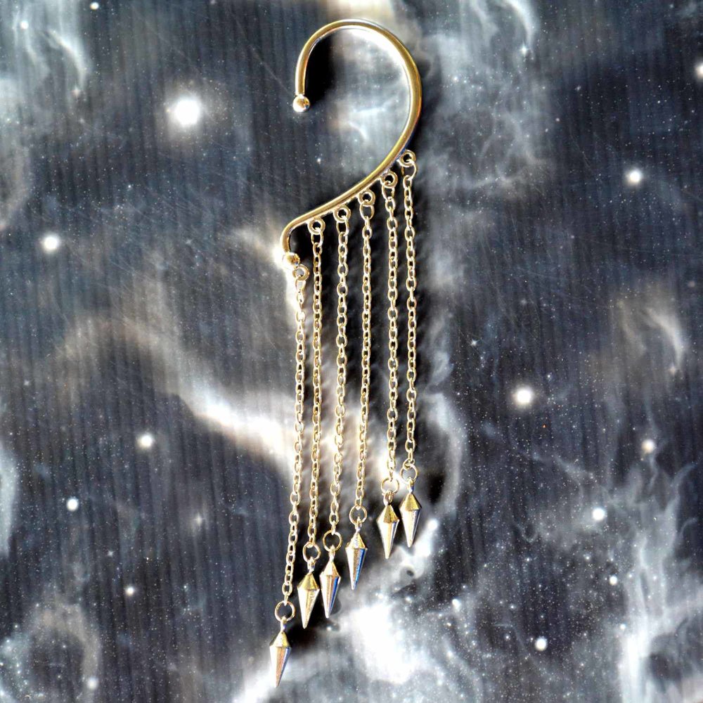 Silver Chain Chandelier Drops Non-Pierced Ear Cuff (ECL005)