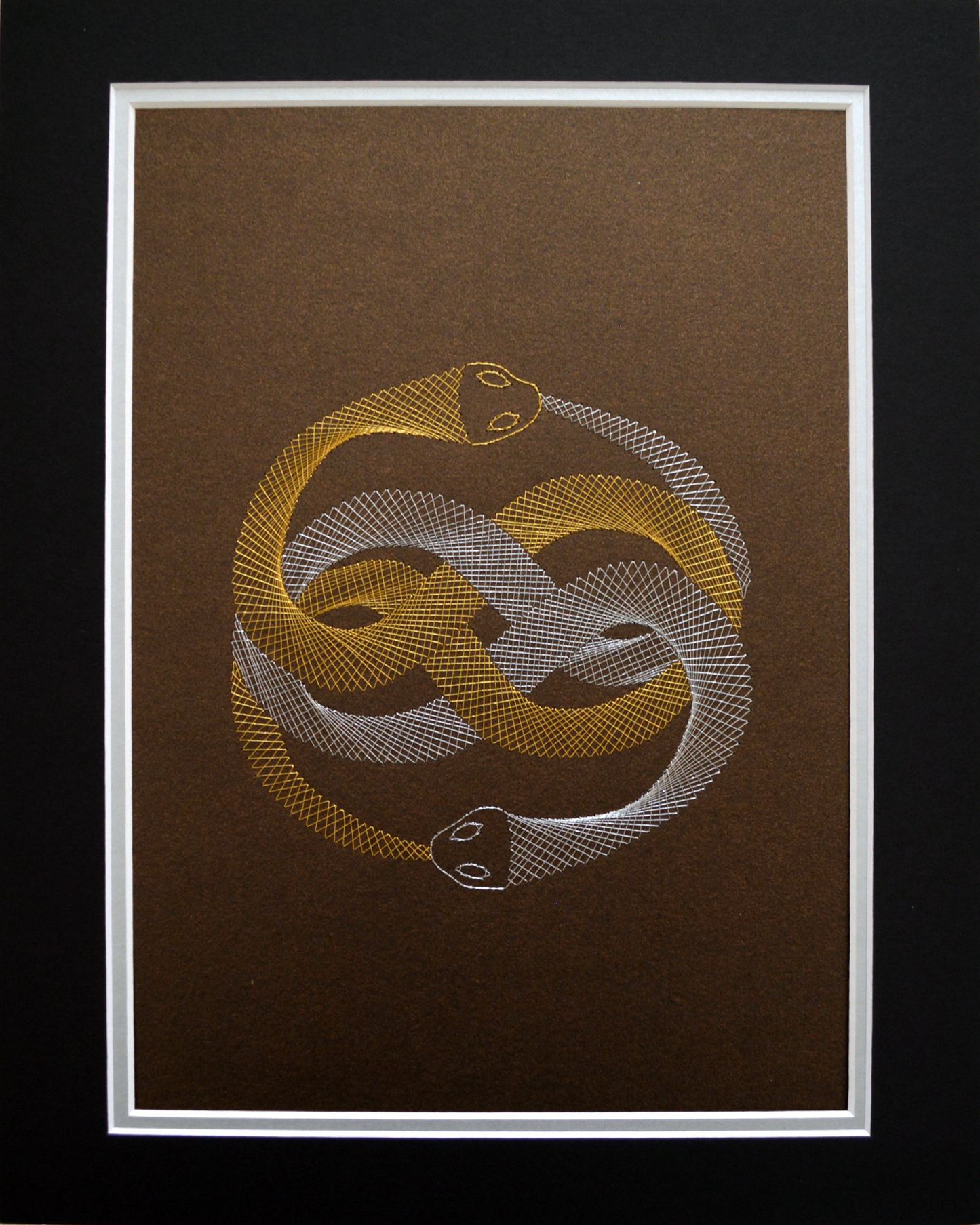 Auryn (The Neverending Story) Inspired Hand-Stitched Artwork (Brown Card)