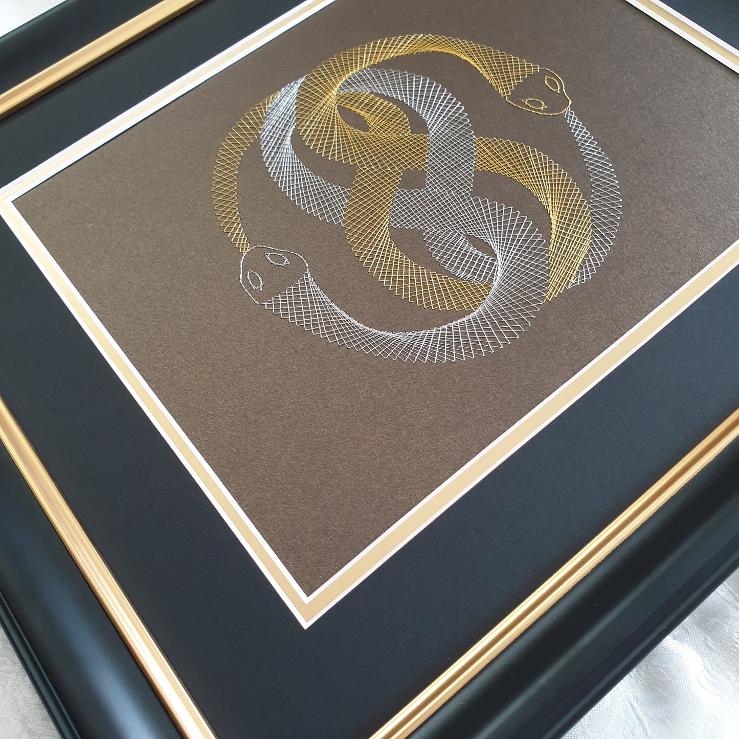 Auryn (The Neverending Story) Inspired Hand-Stitched Artwork (Brown Card)