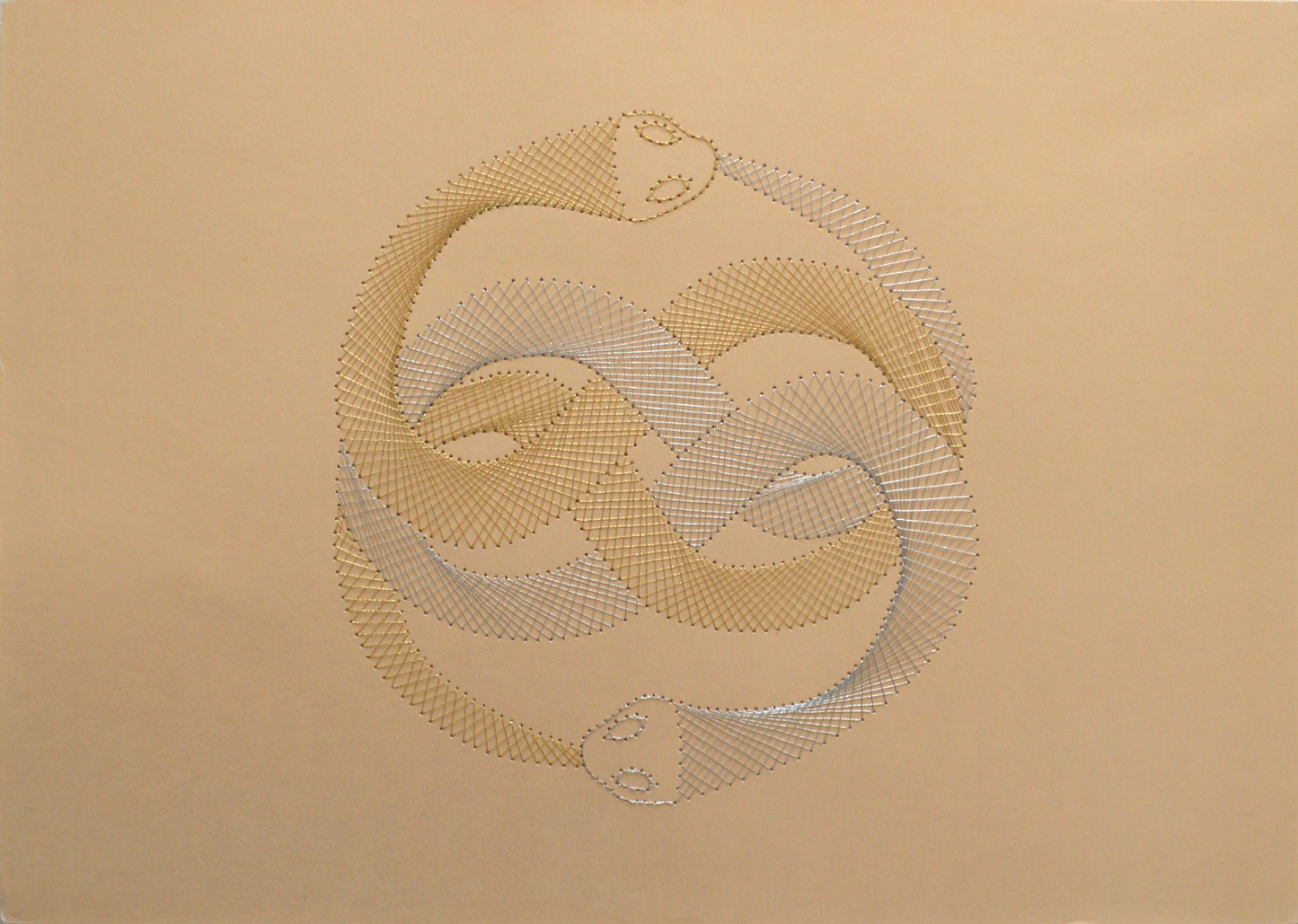 Auryn (The Neverending Story) Inspired Hand-Stitched Artwork (Cream Card)