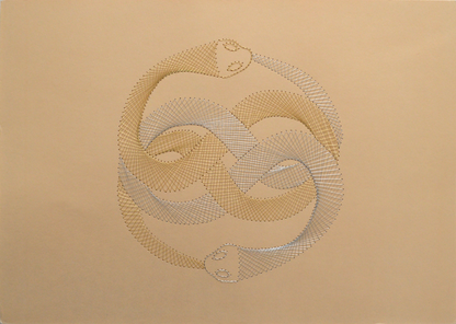 Auryn (The Neverending Story) Inspired Hand-Stitched Artwork (Cream Card)