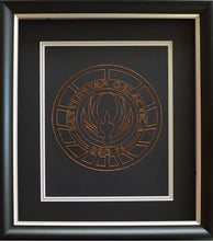 Load image into Gallery viewer, Battlestar Galactica BSG75 Inspired Hand-Stitched Artwork (Copper Thread)