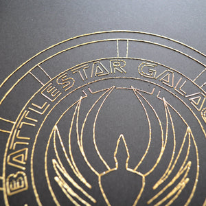 Battlestar Galactica BSG75 Inspired Hand-Stitched Artwork (Gold Thread)