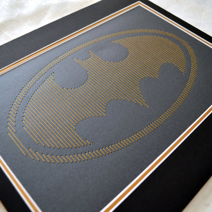 Batman Inspired Hand-Stitched Artwork (Charcoal Card)