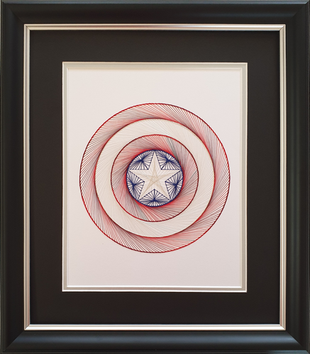 Captain America Inspired Hand-Stitched Artwork (White Card)